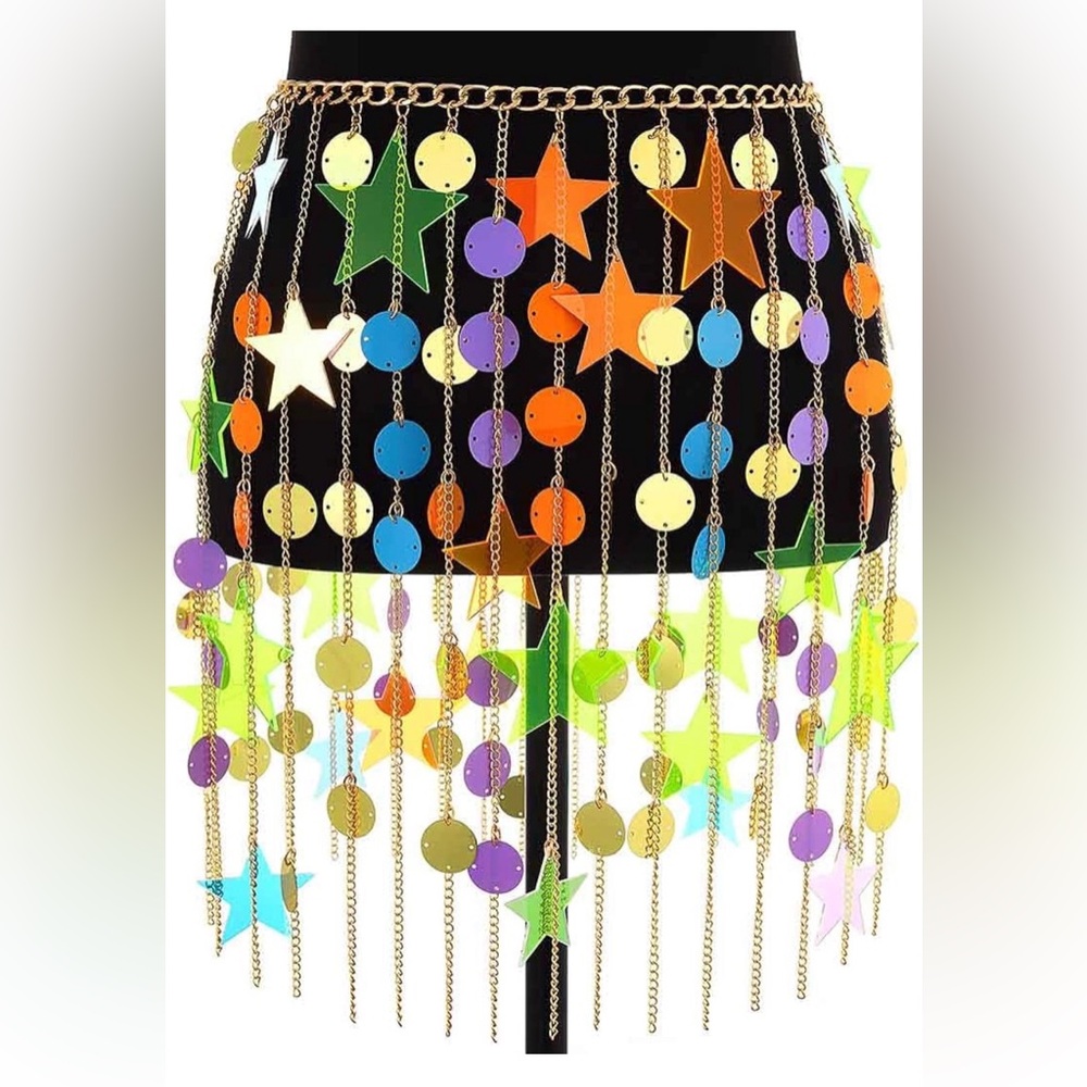 Neon Star Acrylic Waist Chain Skirt - Picture 2 of 6